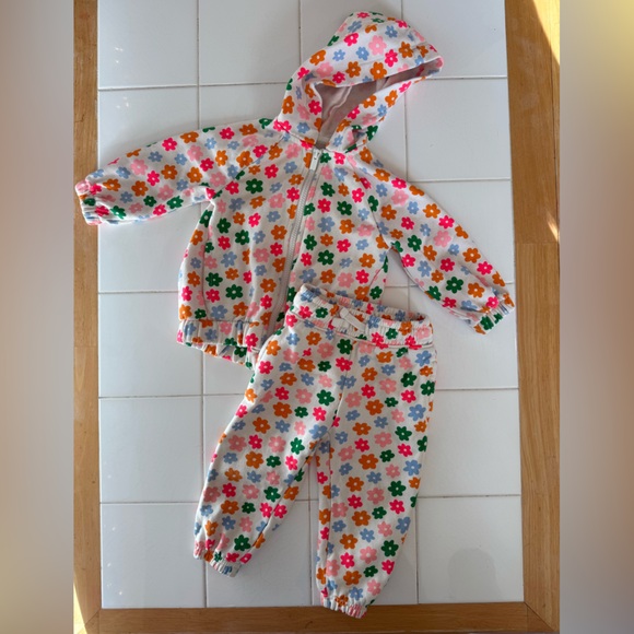 Old Navy Other - Old Navy Baby Girls Toddler Matching Floral Sweatsuit Set 18-24m Zip Hoodie